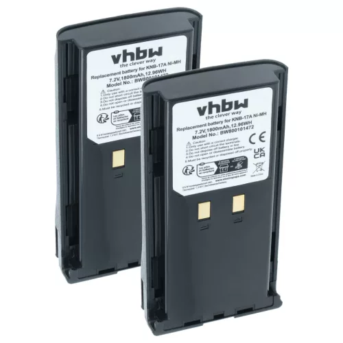 VHBW Radio Akku KNB-52N, KNB-22N, KNB-21N, KNB-17N, KNB-17A, KNB-16A - 1800 mAh 7,2 V NiMH