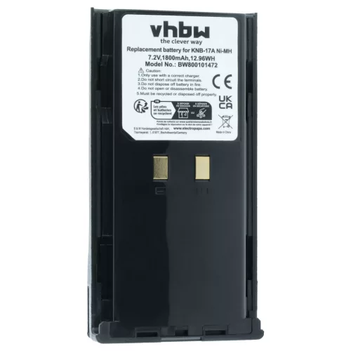 VHBW Radio Akku KNB-52N, KNB-22N, KNB-21N, KNB-17N, KNB-17A, KNB-16A - 1800 mAh 7,2 V NiMH