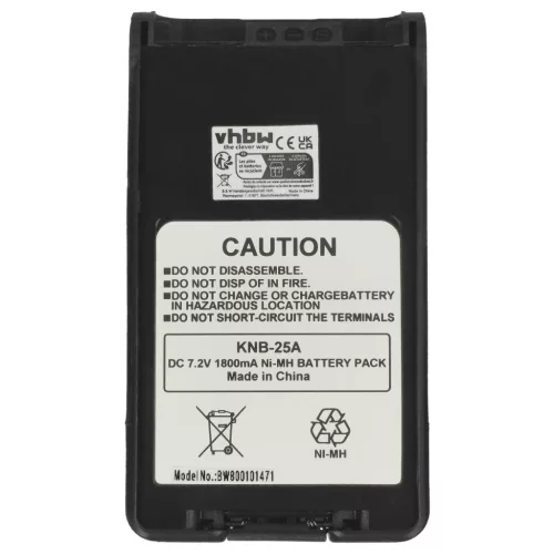 VHBW Radio Battery KNB-24L, KNB-24LX, KNB-25A, KNB-24, KNB-24Li, KNB-25 - 1800 mAh 7.2 V NiMH