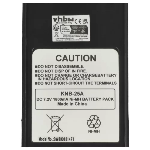 VHBW Radio Battery KNB-24L, KNB-24LX, KNB-25A, KNB-24, KNB-24Li, KNB-25 - 1800 mAh 7.2 V NiMH