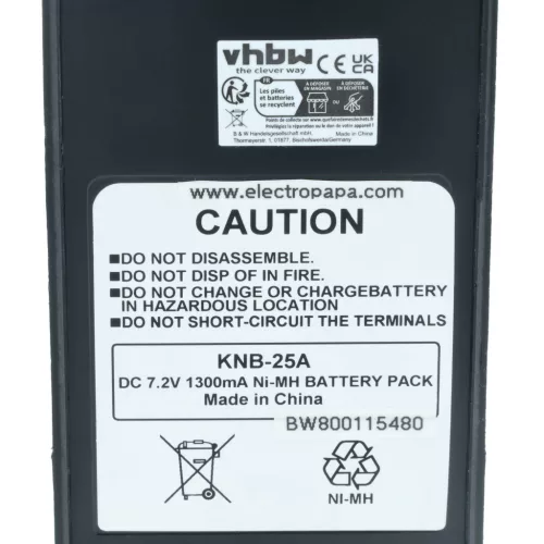 VHBW Radio Akku KNB-24L, KNB-24LX, KNB-25A, KNB-24, KNB-24Li, KNB-25 - 1300 mAh 7,2 V NiMH