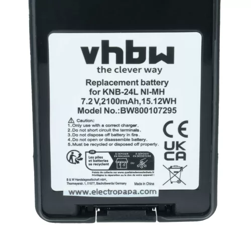 VHBW Radio Battery KNB-24L, KNB-24LX, KNB-25A, KNB-24, KNB-24Li, KNB-25 - 2100 mAh 7.2 V NiMH