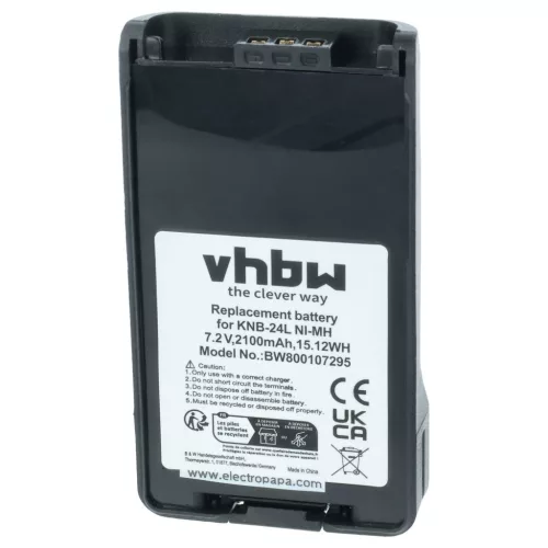 VHBW Radio Battery KNB-24L, KNB-24LX, KNB-25A, KNB-24, KNB-24Li, KNB-25 - 2100 mAh 7.2 V NiMH