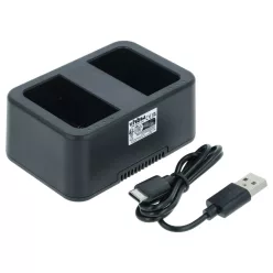   VHBW Ladegerät USB-C + USB-C Kabel für DJI WCH3 anstelle von DJI Digitalkamera - 2 Akkuplätze