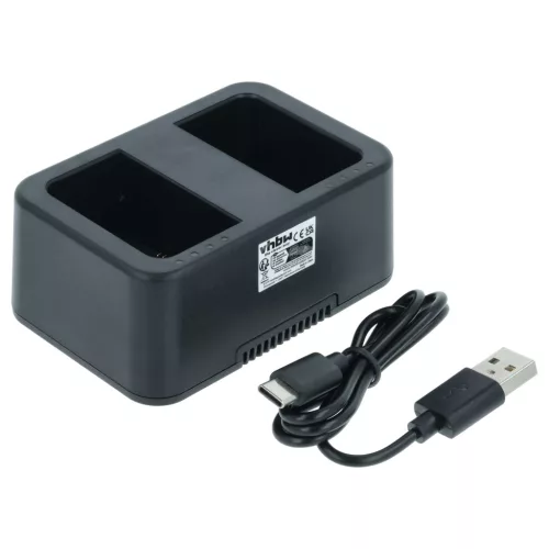 VHBW Ladegerät USB-C + USB-C Kabel für DJI WCH3 anstelle von DJI Digitalkamera - 2 Akkuplätze