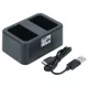 VHBW Charger USB-C + USB-C Cable instead of DJI WCH3 for DJI digital camera - 2 battery slots