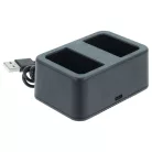 VHBW Ladegerät USB-C + USB-C Kabel für DJI WCH3 anstelle von DJI Digitalkamera - 2 Akkuplätze