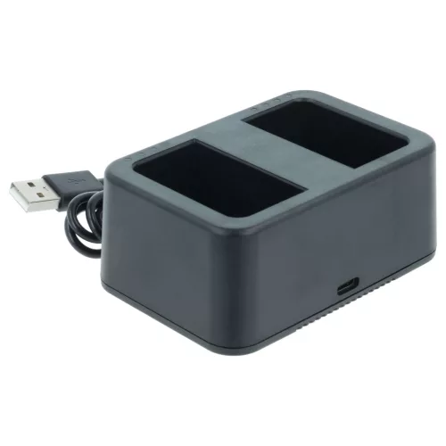 VHBW Ladegerät USB-C + USB-C Kabel für DJI WCH3 anstelle von DJI Digitalkamera - 2 Akkuplätze