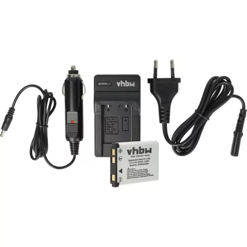 1x charging cradle, 1x car charger adapter, 1x battery, 1x power cable suitable for Bosch, Praktica, Fujifilm,