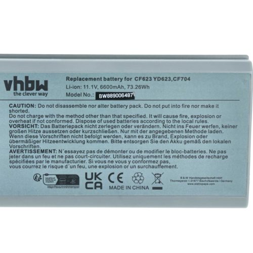 VHBW Notebook-Akku Dell 312-0393, 312-0394, 312-0401, 312-0402, 451-10308 - 6600 mAh 11,1 V Li-Ion