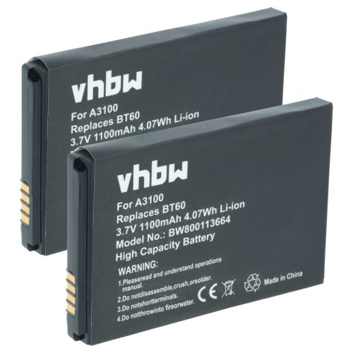 VHBW Mobile Phone Battery BT90, HKNN4013A, HKLN4440B, BT110, BT60 - 1100 mAh 3.7 V Li-Ion