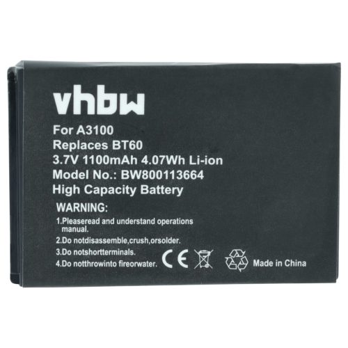 VHBW Mobile Phone Battery BT90, HKNN4013A, HKLN4440B, BT110, BT60 - 1100 mAh 3.7 V Li-Ion