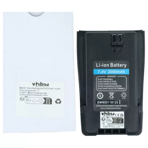 VHBW Radio Battery Replacement for Baofeng BL-6 - 2000 mAh 7.4 V Li-Ion