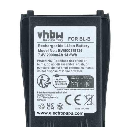 VHBW Radio Akku Baofeng BL-B - 2000 mAh 7,4 V Li-Ion
