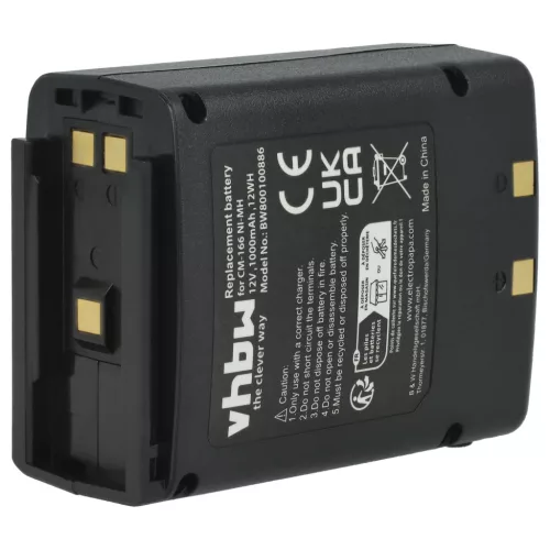 VHBW Radio Battery Icom BP-166, CM-166, CM-166S, CM-22A - 1000 mAh 12 V NiMH