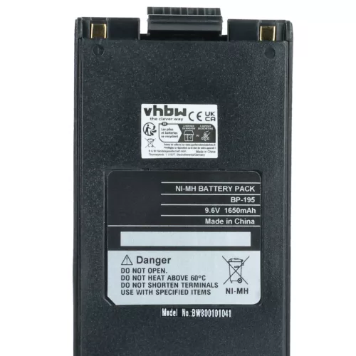 VHBW Radio Akku BP-195, BP-196H, BP-196, BP-196R - 1650 mAh 9,6 V NiMH