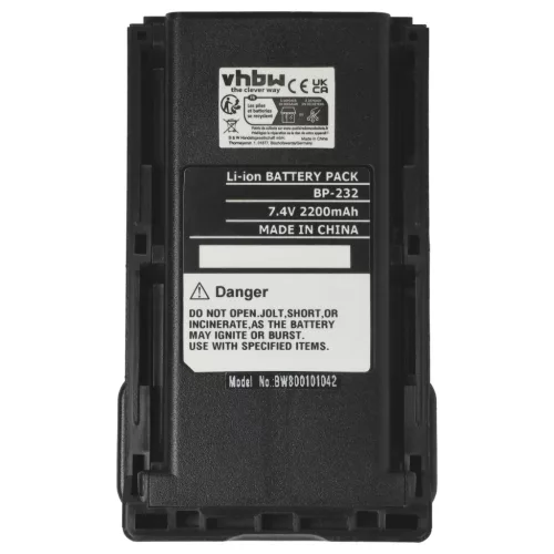VHBW Radio Battery BJ-2000, BP-232, BP-231, BP-231N, BP-230, BP-230N - 2200 mAh 7.4 V Li-Ion