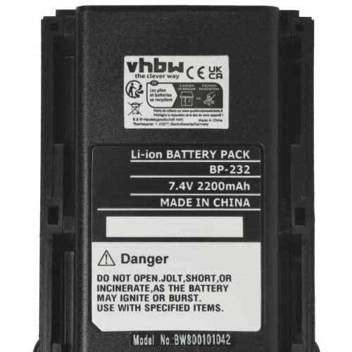 VHBW Radio Battery BJ-2000, BP-232, BP-231, BP-231N, BP-230, BP-230N - 2200 mAh 7.4 V Li-Ion