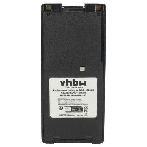 VHBW Radio Battery Icom BP-210N, BP-211, BP-210, BP-209N, BP-209 - 1650 mAh 7.2 V NiMH