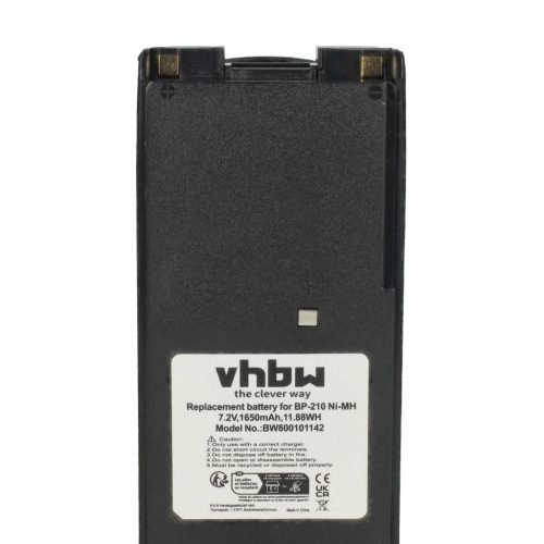 VHBW Radio Battery Icom BP-210N, BP-211, BP-210, BP-209N, BP-209 - 1650 mAh 7.2 V NiMH