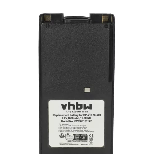 VHBW Radio Battery BP-210N, BP-211, BP-210, BP-209N, BP-209 - 1650 mAh 7.2 V NiMH