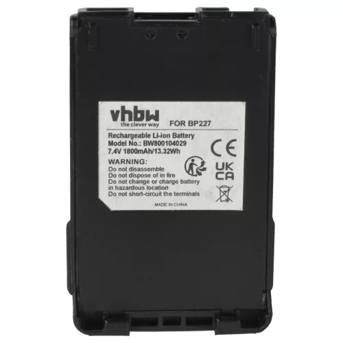 VHBW Radio Battery BP-227, BP227, BJ-193, BJ-265, BP-220 - 1800 mAh 7.4 V Li-Ion