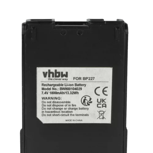 VHBW Radio Battery BP-227, BP227, BJ-193, BJ-265, BP-220 - 1800 mAh 7.4 V Li-Ion