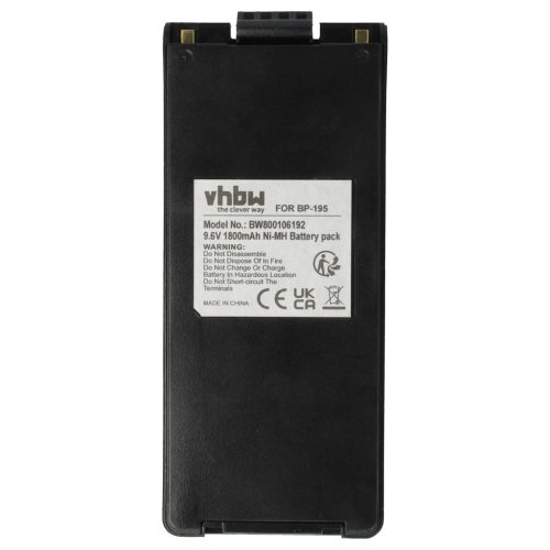VHBW Radio Battery BP-195, BP-196H, BP-196, BP-196R - 1800 mAh 9.6 V NiMH