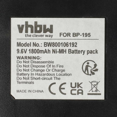 VHBW Radio Battery BP-195, BP-196H, BP-196, BP-196R - 1800 mAh 9.6 V NiMH