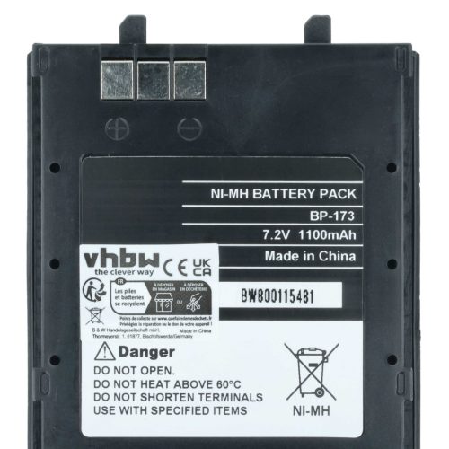 VHBW Rádió Akkumulátor BP-173, BP-180H, BP-180 - 1100 mAh 7,2 V NiMH