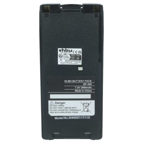 VHBW Radio Akku BP-210N, BP-210, BP-209N, BP-209, BP-222N, BP-222 - 2000 mAh 7,2 V NiMH