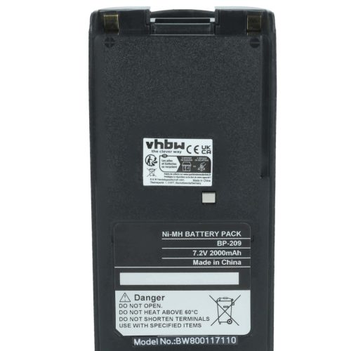 VHBW Radio Akku BP-210N, BP-210, BP-209N, BP-209, BP-222N, BP-222 - 2000 mAh 7,2 V NiMH