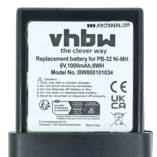 VHBW Radio Akku PB-32, PB-32H, PB-33 - 1000 mAh 6 V NiMH