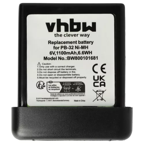 VHBW Radio Akku Kenwood PB-32, PB-32H, PB-33, PB-34 - 1100 mAh 6 V NiMH