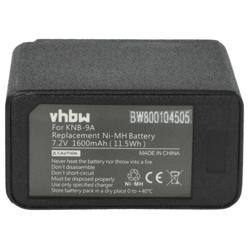 VHBW Radio Akku KNB-11A, KNB-11N, KNB-11, KNB-18A, KNB-12, KNB-12A - 1600 mAh 7,2 V NiMH