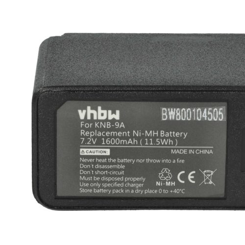 VHBW Radio Akku KNB-11A, KNB-11N, KNB-11, KNB-18A, KNB-12, KNB-12A - 1600 mAh 7,2 V NiMH