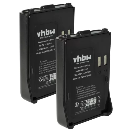 VHBW Radio Battery Kenwood PB-42Li, PB-42L, PB-42 - 2000 mAh 7.4 V Li-Ion