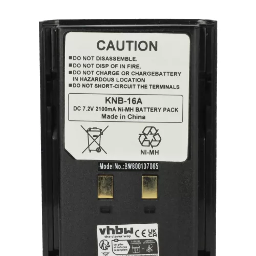 VHBW Radio Akku KNB-52N, KNB-22N, KNB-21N, KNB-17N, KNB-17A, KNB-16A - 2100 mAh 7,2 V NiMH