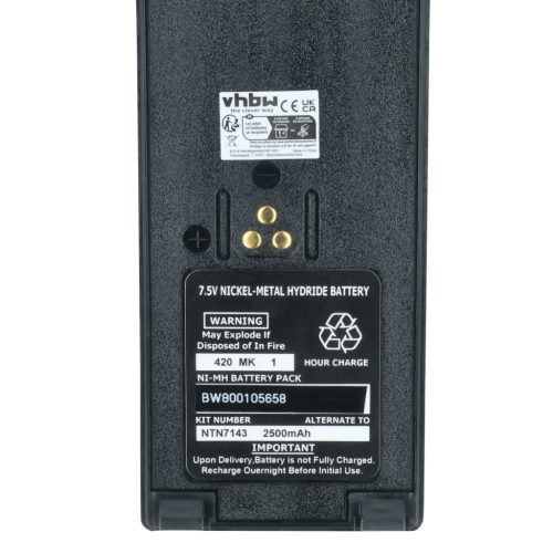 VHBW Radio Battery NTN7143, NTN7143CR, NTN7143B, NTN7143A - 2500 mAh 7.5 V NiMH