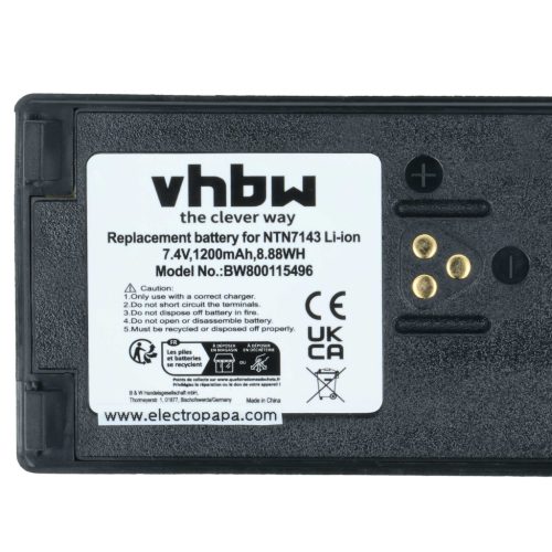 VHBW Rádió Akkumulátor NTN7143A, NTN7143, FuG11b, NTN7143CR, NTN7143B - 1200 mAh 7,4 V Li-Ion