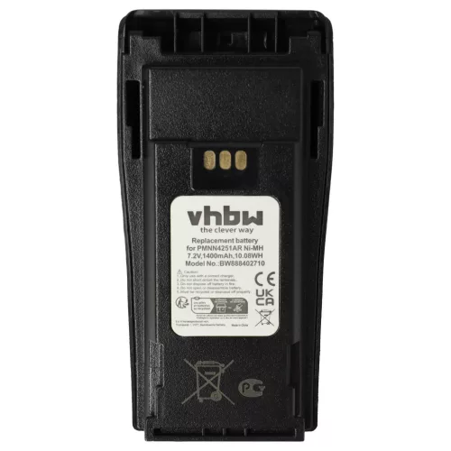 VHBW Radio Battery NNTN4497A, NNTN4497, NNTN4496AR, NNTN4496 - 1400 mAh 7.2 V NiMH