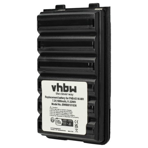 VHBW Radio Battery FNB-64H, FNB-57, FNB-64, FNB-83, AAJ66X001 - 1600 mAh 7.2 V NiMH