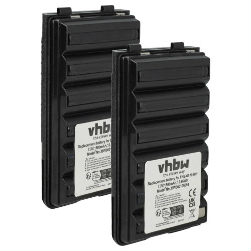 VHBW Radio Battery FNB-64H, FNB-57, FNB-64, FNB-83, AAJ66X001 - 1800 mAh 7.2 V NiMH