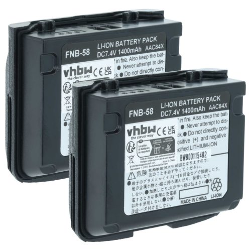 VHBW Rádió Akkumulátor FNB-58, FNB-80Li, FNB-58Li, FNB-80 - 1400 mAh 7,4 V Li-Ion