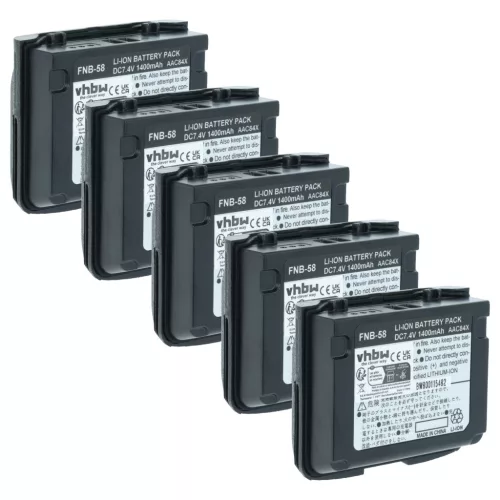VHBW Radio Battery FNB-58, FNB-80Li, FNB-58Li, FNB-80 - 1400 mAh 7.4 V Li-Ion