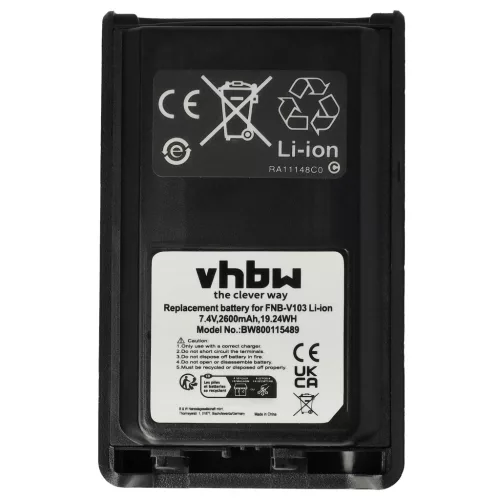 VHBW Radio Battery FNB-V103, FNB-V104, FNB-V103LI, FNB-V104LI - 2600 mAh 7.4 V Li-Ion