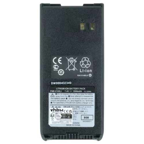 VHBW Radio Battery FNB-V105Li - 1800 mAh 7.4 V Li-Ion