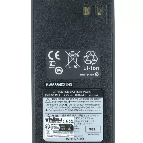 VHBW Radio Battery FNB-V105Li - 1800 mAh 7.4 V Li-Ion