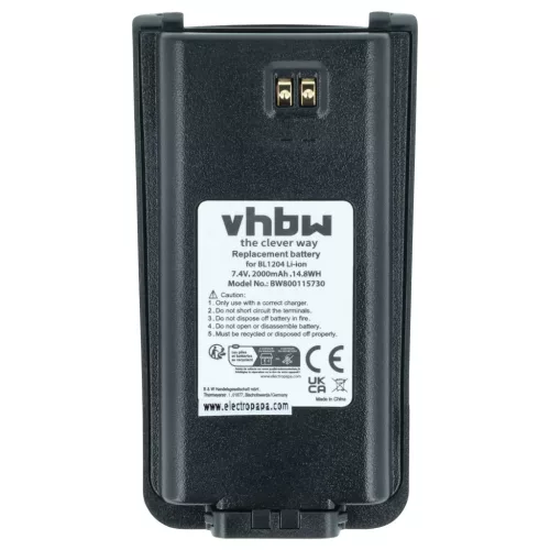 VHBW Radio Battery BL2001, BL1204 - 2000 mAh 7.4 V Li-Ion