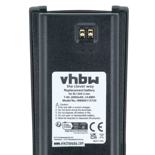 VHBW Radio Battery BL2001, BL1204 - 2000 mAh 7.4 V Li-Ion
